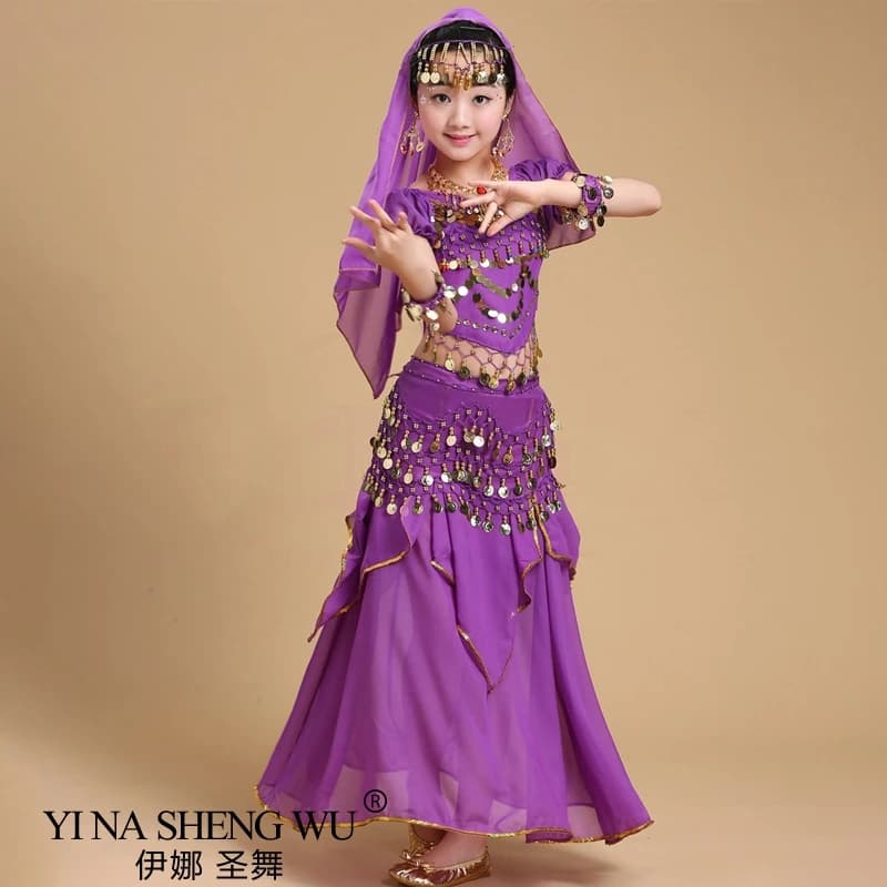 Ensemble de Costumes de danse du ventre pour enfants et adultes, Costumes de danse orientale, ensemble de danse du ventre pour filles, vêtements de danse du ventre égyptien Bollywood pour enfants