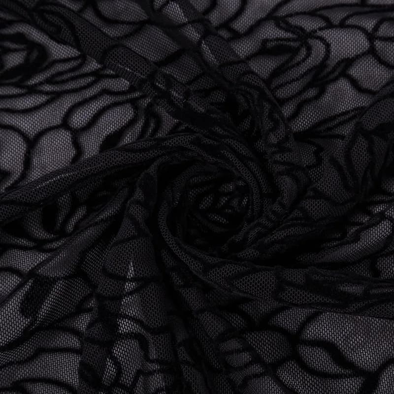 Tissu en dentelle rose creuse brodée, maille de flocage, maille commissionnée, couture de vêtements bricolage, 1m x 1.45m