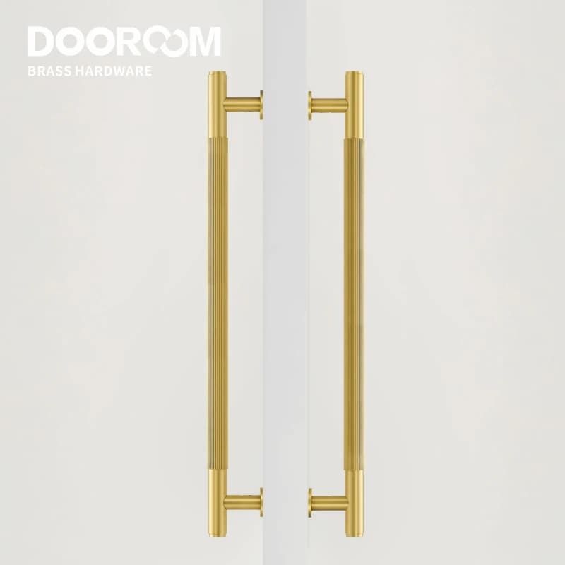 Dooroom – barre de traction linéaire à rayures double face en laiton, porte en bois, porte en verre de salle de douche, poignée en laiton or noir mat