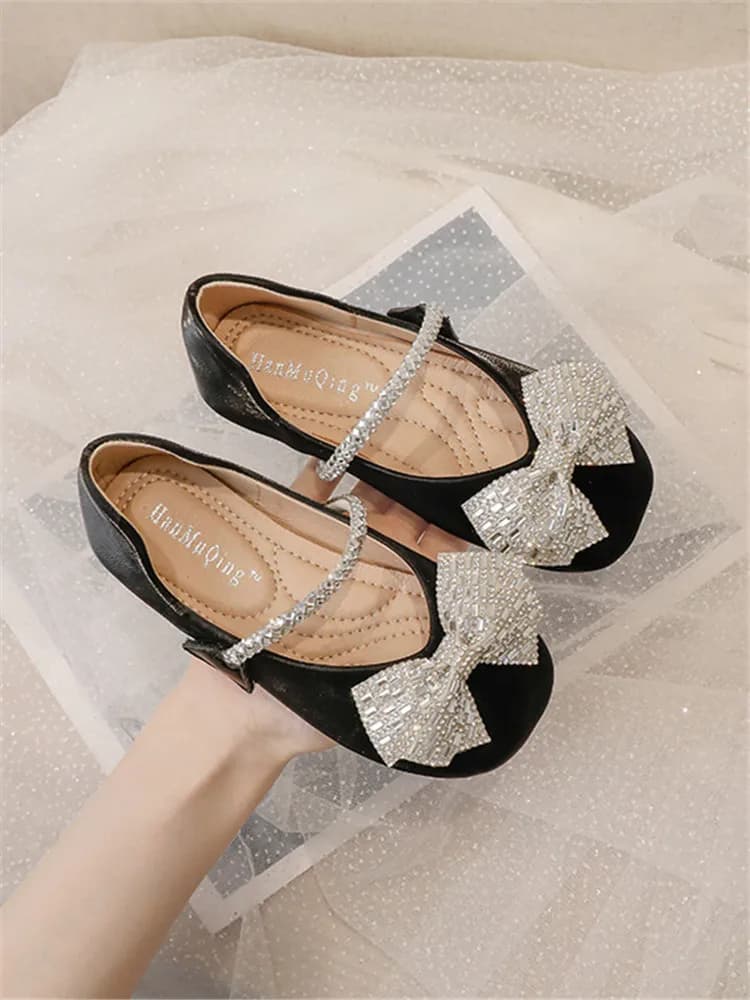 ULKNN Ballerines à strass pour filles, collection été 2026, chaussures décontractées de princesse pour enfants, couleur beige, tailles 23-36
