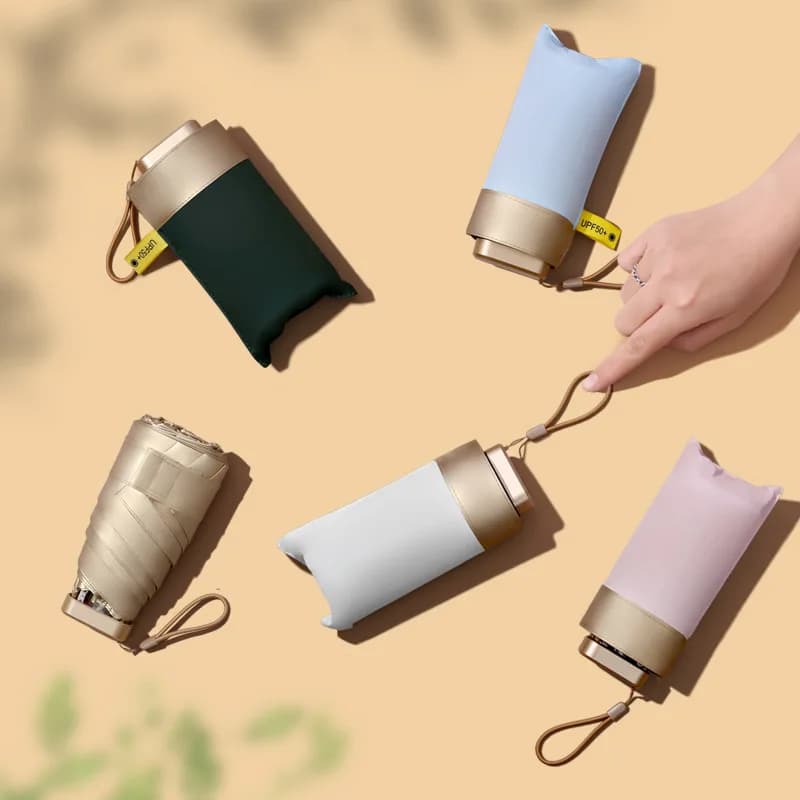 Mini parapluie plat ultraléger, Portable, pliable, transparent, pour la pluie, pour femmes, pour hommes, pour enfants, protection solaire, Parasol Anti UV