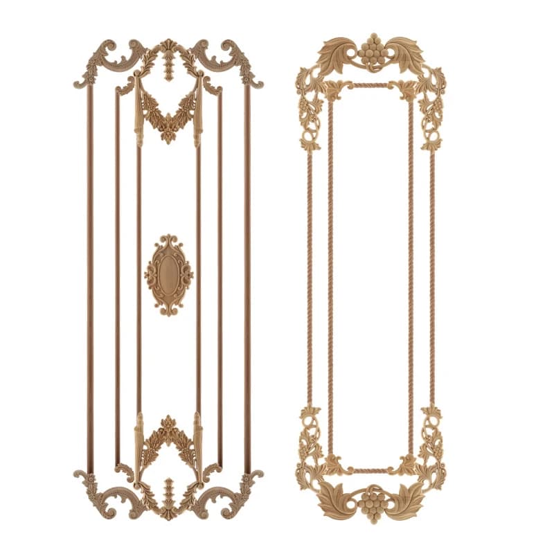 VZLX exquis non peint longues feuilles en caoutchouc meubles décoration accessoires portes bois Figurines bois décalcomanie bois Applique nouveau