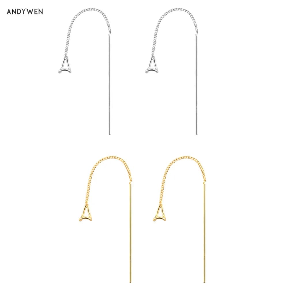 ANDYWEN – boucles d'oreilles en argent Sterling 925 pour femmes, longueur de chaîne 70mm, Clips, bijoux fins de mariage, nouvelle collection