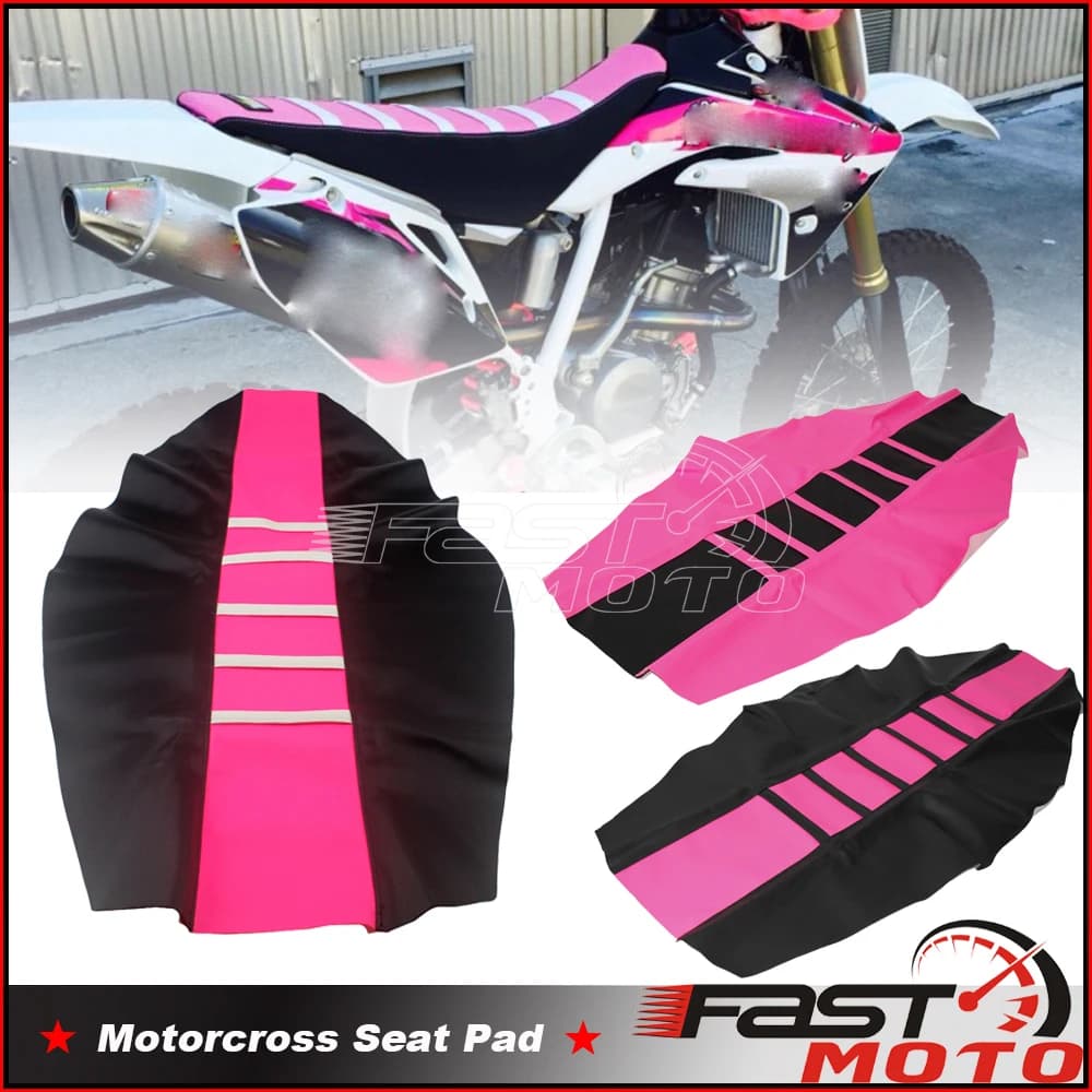 Juste de siège à rayures personnalisées pour Yamaha, Motocross Smile Moto, Rose, Noir, YZ85, TTR125, YZ250F, TM250, TM80, Beta, RR, CRF, CR, Poly XT, 450