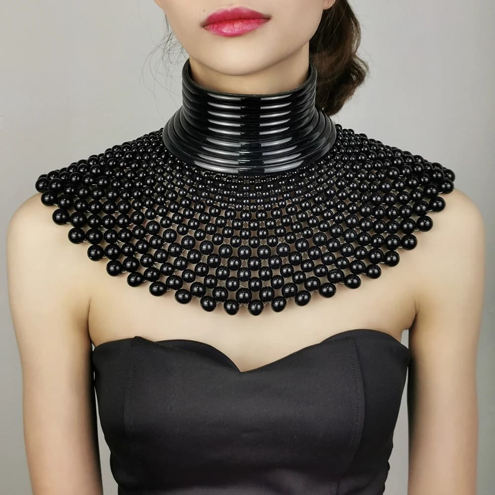 Marque de bijoux indiens, colliers de déclaration de perles faits à la main pour femmes, collier de perles ras du cou, Maxi collier robe de mariée africaine UKEN