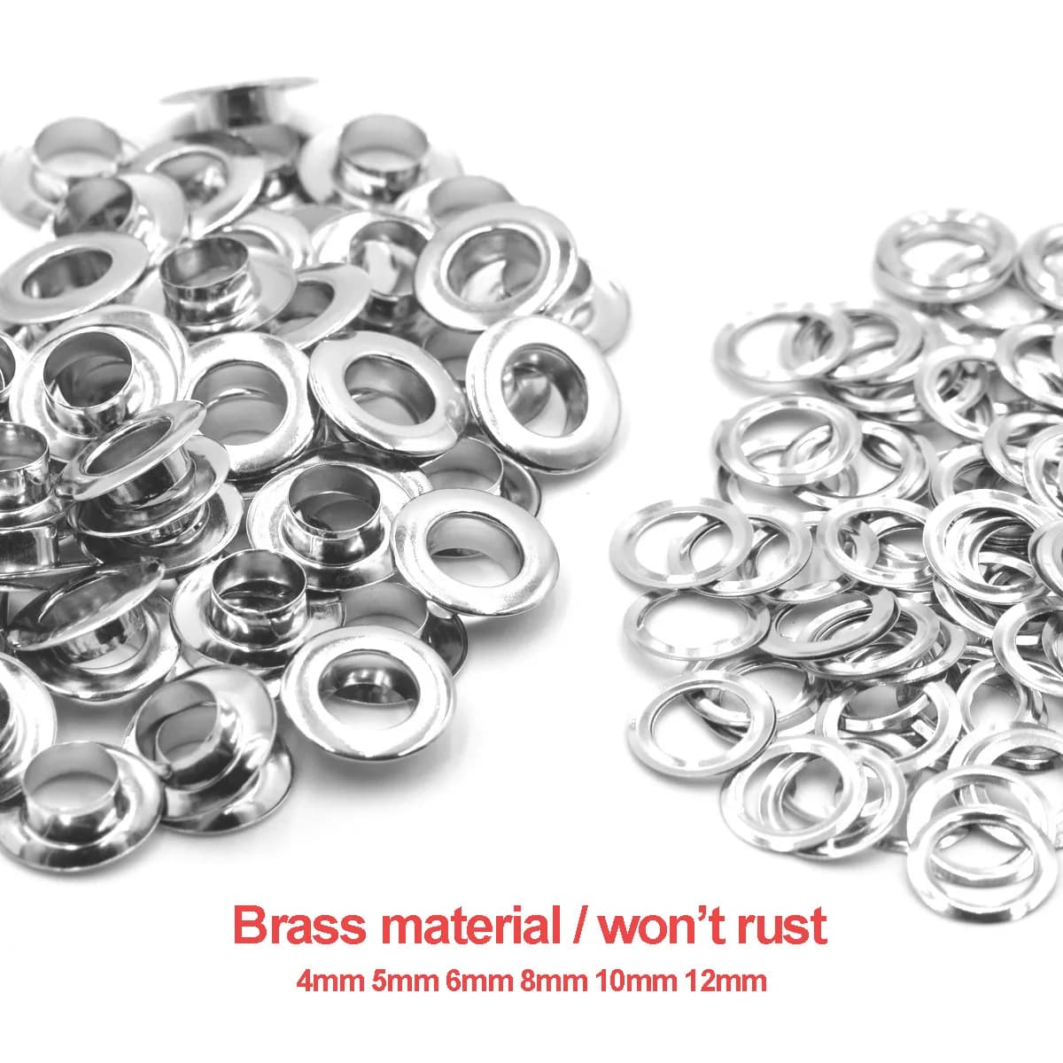 Matériau en laiton couleur argent 4mm 5mm 6mm 8mm 10mm 12mm œillet à œillet plat avec rondelle sacs artisanaux en cuir chaussures bouchon de ceinture