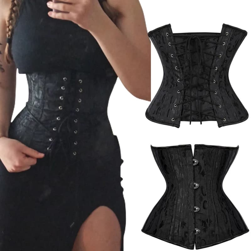 Corsets bustier à lacets pour femmes, os en acier, entraîneur de taille, vêtements gothiques, gaine amincissante pour le corps, ventre sexy, grande taille