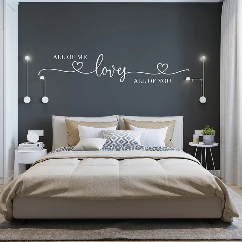 Autocollant mural en vinyle avec citation d'amour, couple de mariage, famille, chambre à coucher, tout me aime tout vous, salon, décor
