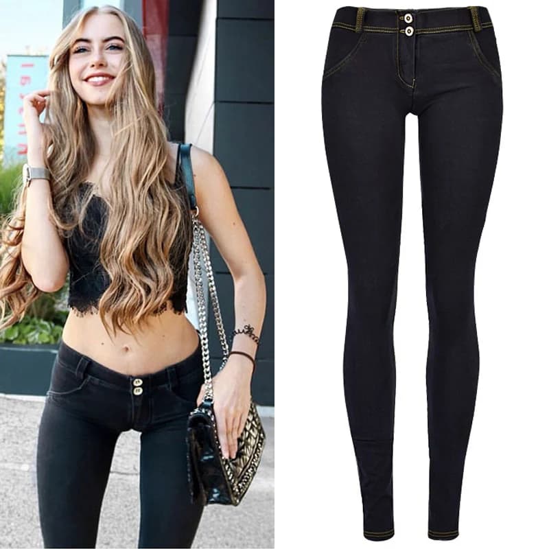 Jean extensible taille basse pour femmes, pantalon en Denim moulant, Leggings Push-Up pour les fesses, pantalon crayon à enfiler, jegging moulant