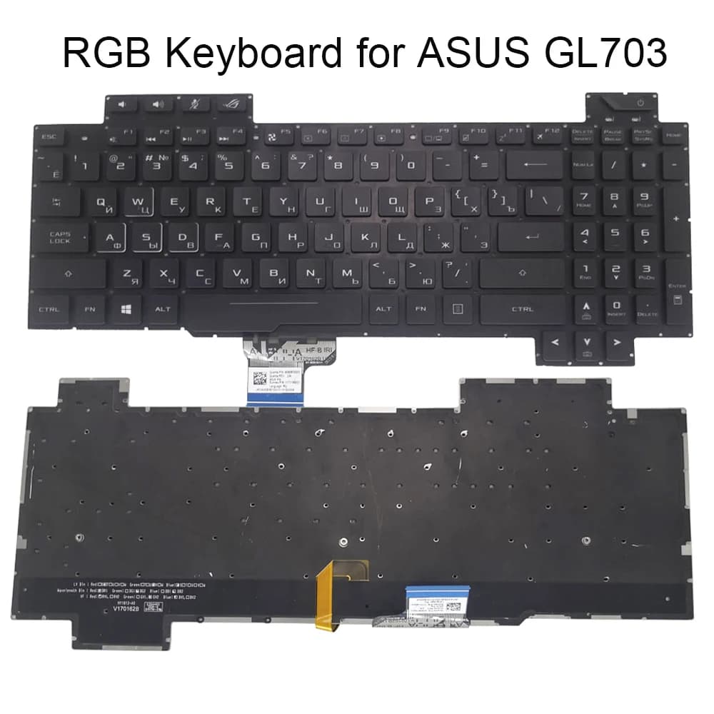Clavier rétroéclairé RVB russe pour Asus ROG Strix GL703 GL703G GL703GS GL703GM, claviers de jeu russes, rétroéclairage couleur, nouveau V170146BS1