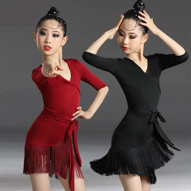 Robe de danse latine pour enfants, tenue de danse à franges, Tango, Salsa, salle de bal, pour filles, concours de costumes, nouvelle collection 2025
