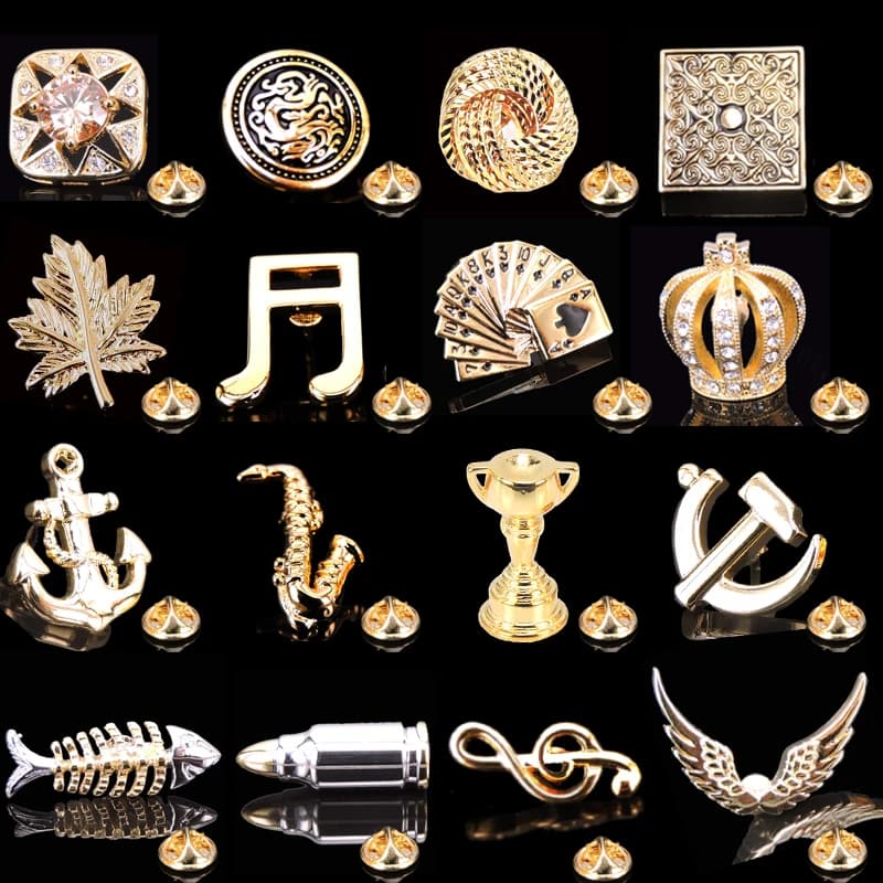 Broche en cristal imbibé de dragon d'or pour hommes, broche de balle de feuille d'érable, épingle de mariage, cadeau de chemise, bijoux de mode, nouveau