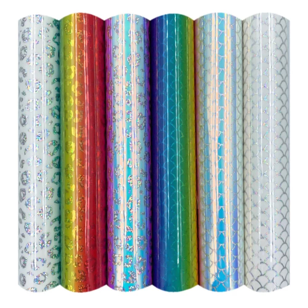 Vinyle Adhésif Holographique Arc-en-ciel Léopard Sirène Permanent pour Découpe Silhouette Cameo, Autocollants et Panneaux DIY