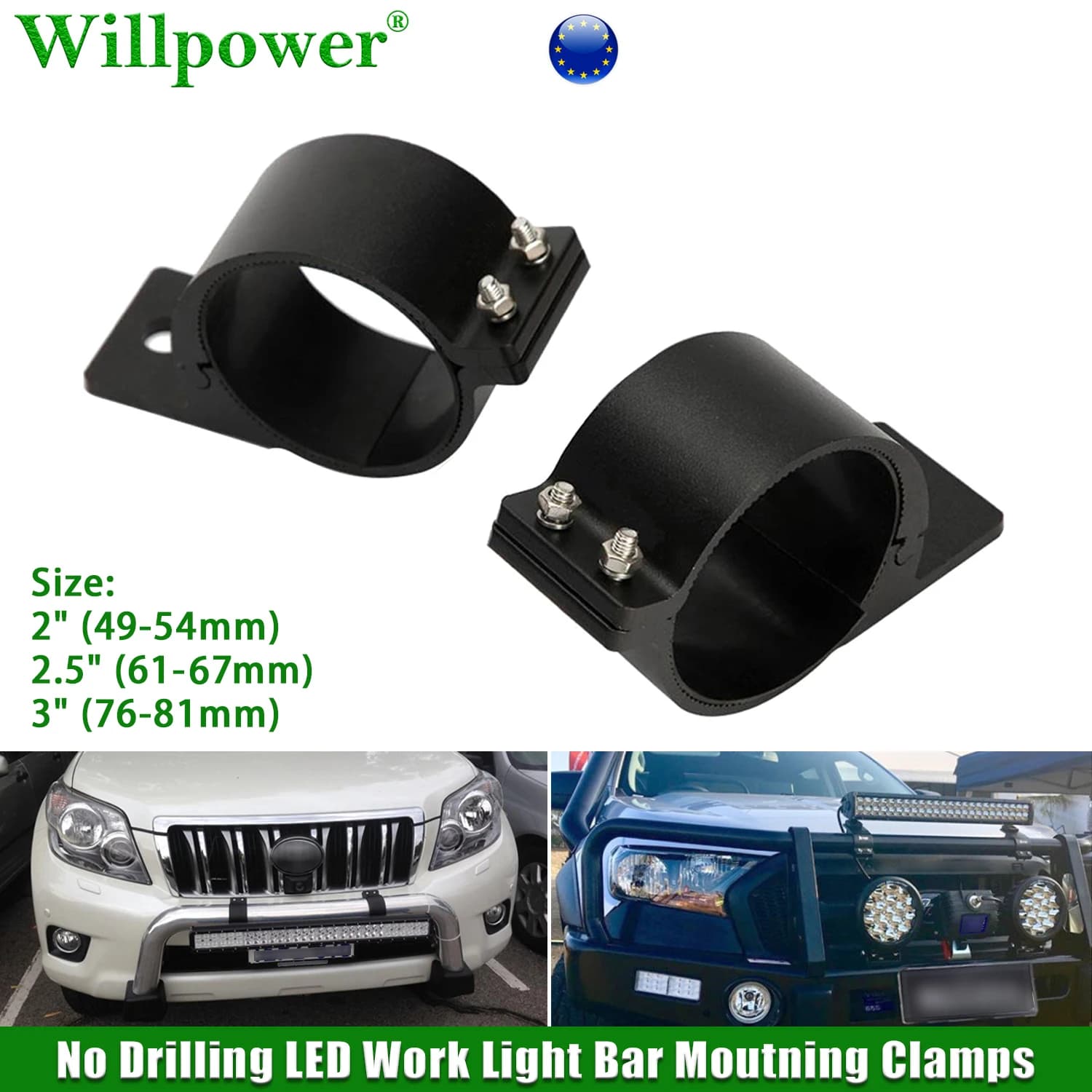 Offroad SUV 2 "2.5" 3 "49-81mm barre de taureau LED barre lumineuse de travail pinces de montage pour Jeep 4x4 camion UAZ UTV ATV supports de projecteur