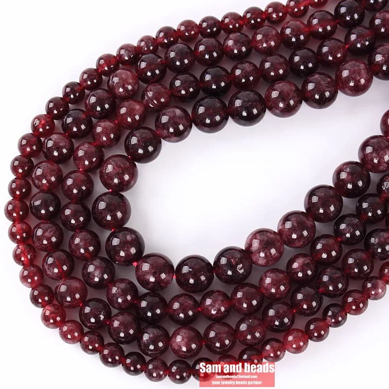 Perles rondes en Quartz grenat rouge foncé naturel, amples, pour la fabrication de bijoux, Bracelets et colliers, 15 pouces, 4/6/8/10mm