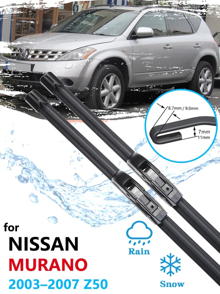 Autocollants de balais d'essuie-glace avant, accessoires de voiture, pour Nissan Murano Z50 2003 2004 2005 2006 2007