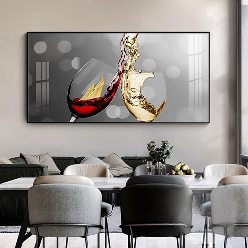 Peinture sur toile de verre à vin rouge abstrait, impression et affiches, mur de salle à manger et de cuisine, décoration de la maison moderne, art mural, gérer