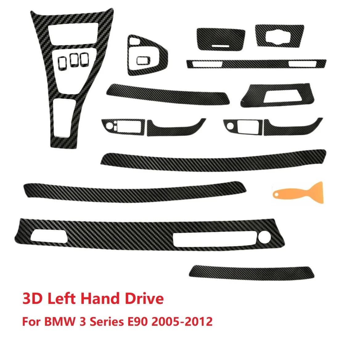 Autocollant d'habillage d'enveloppe de Fiber de carbone brillant intérieur 3D pour BMW série 3 E90 2005-2012 autocollants d'intérieur de voiture de conduite à gauche
