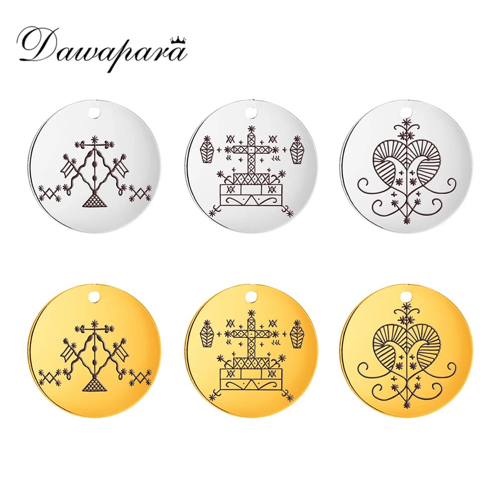 Dawapara vaudou veve de Baron samedi veve Erzulie pendentifs pour colliers accessoires de bricolage bijoux en acier inoxydable