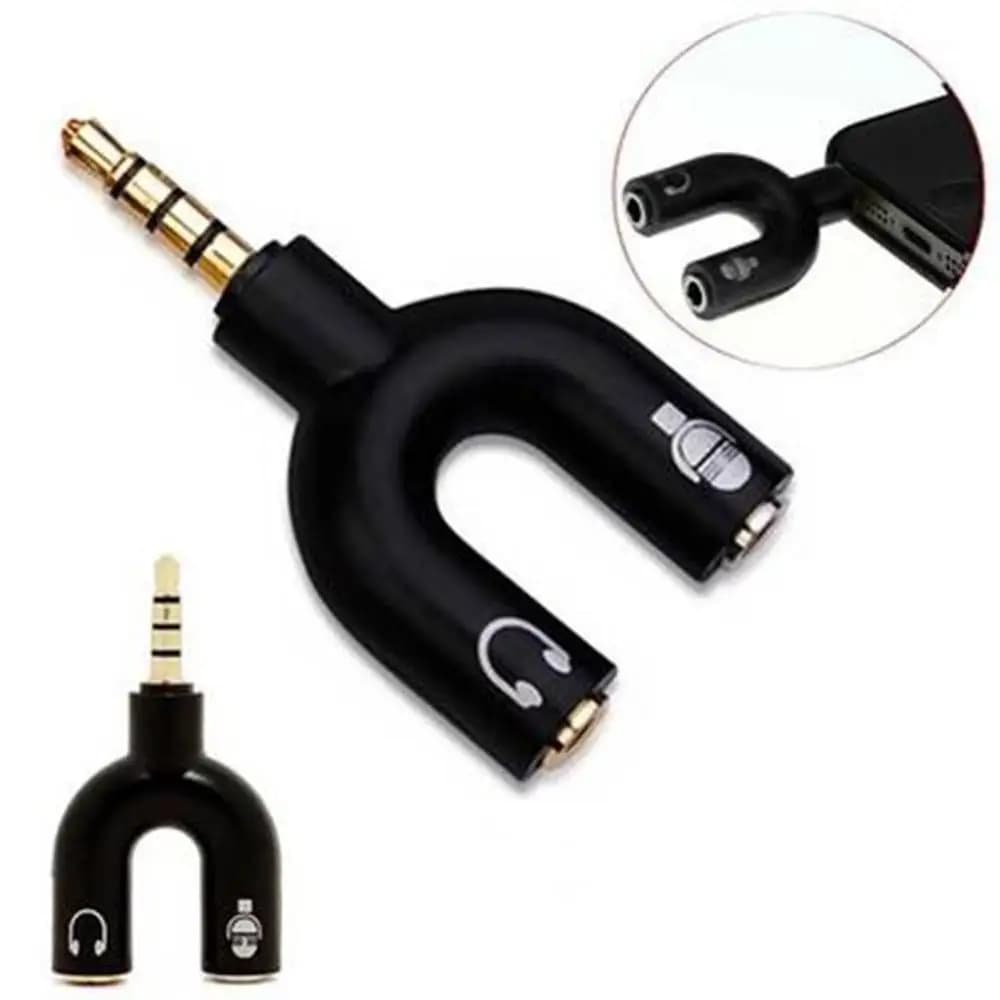 Adaptateur double en forme de U de 3.5mm, 1 pièce, prise casque, séparateur de câble Audio, Microphone, connecteur rotatif 2 en 1, adaptateur de prise Jack