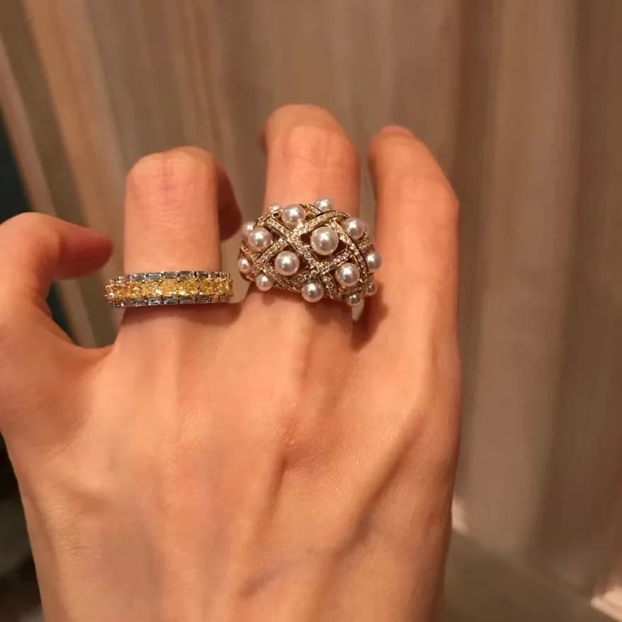 Bague en perles de haute qualité pour femme, bijoux fins, anneau de fête élégant, nouveau design