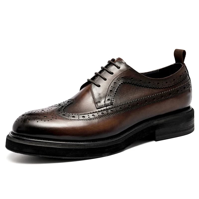 Chaussures en cuir faites à la main pour hommes, chaussures provoqué d'affaires sculptées, Brogue, noir, décontracté, augmentation britannique, Oxfrods à lacets, été, nouveau