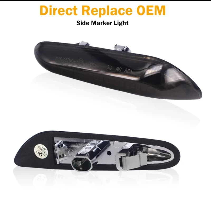 Marqueur latéral ambre de voiture, 2 pièces, lentille fumée, clignotant, indicateur latéral Led pour BMW E90 E92 E60 E87 E82 12V