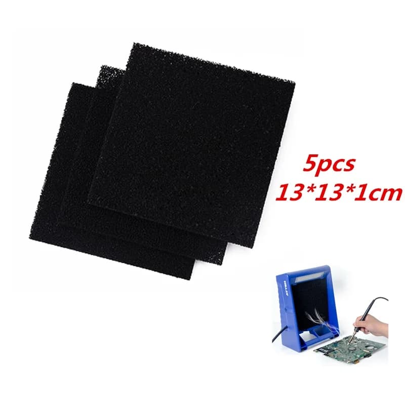 Absorbeur de fumée ESD, 5 pièces, mousse de charbon actif haute densité 130x130x10mm, filtre à souder, extracteur de fumée pour outils de Filtration de l'air
