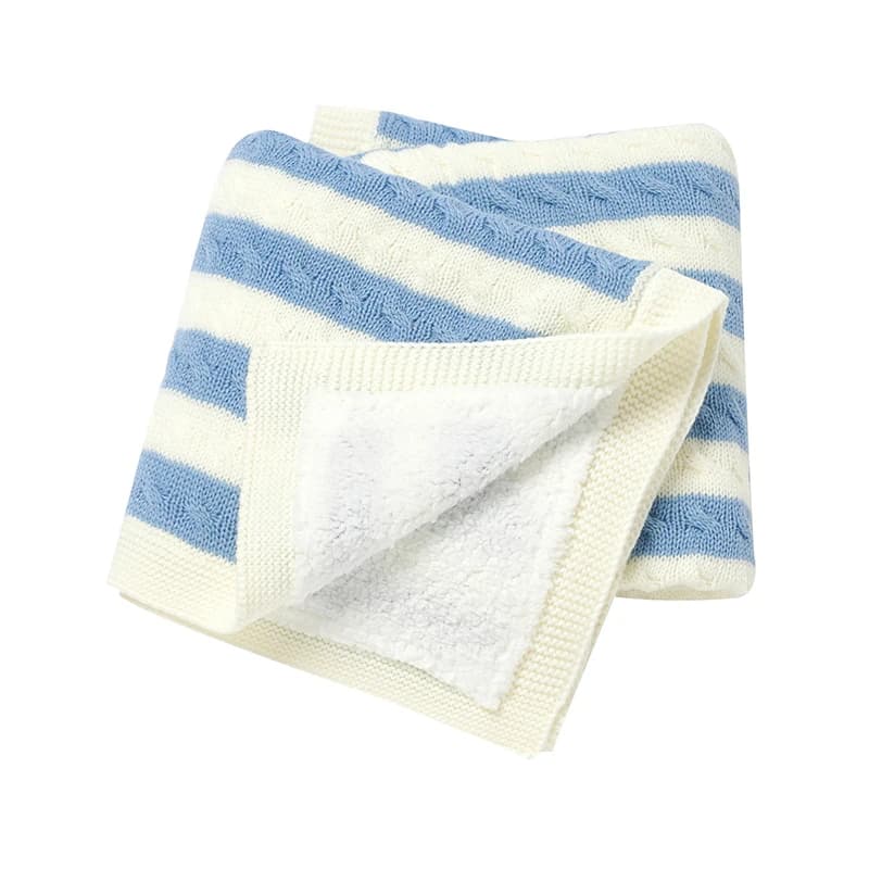 Couverture d'hiver pour bébé, Plaid à rayures, en tricot, très doux, pour nouveau-né, fille et garçon