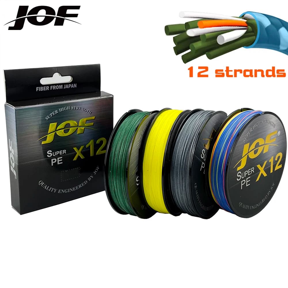 JOF 12/9 brins japon Super fort PE tressé ligne de pêche Multifilament 500/300/100M tresse 12/9 fil tresse 20LBS-92LBS