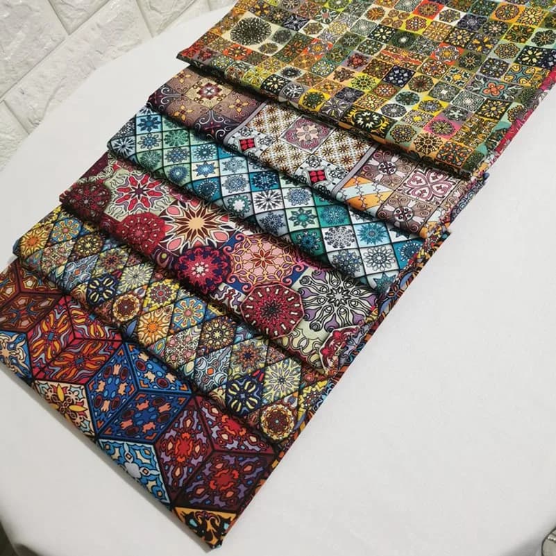 Tissu à coudre Style bohème Mandala 100% coton imprimé Boho vêtements bricolage robes de poupée Patchwork fait à la main par demi-mètre