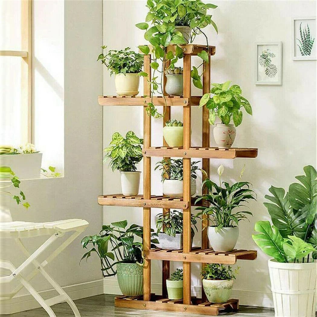 Présentoir à Plantes en Bois à 6 Niveaux, Support de Plantes en Bois Satisfait, Pot de Fleurs T1, Banc de Présentation de Bonsaï
