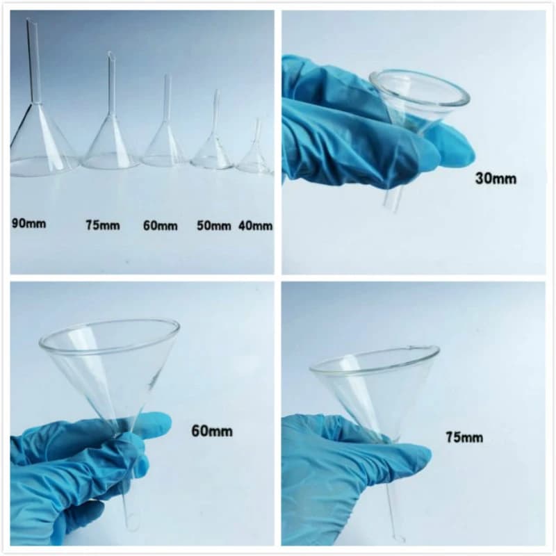 Entonnoir triangulaire en verre borosilicaté l'inventaire, fournitures de laboratoire, outils de verrerie, 30mm, 40mm, 50mm, 60mm, 75mm, 90mm