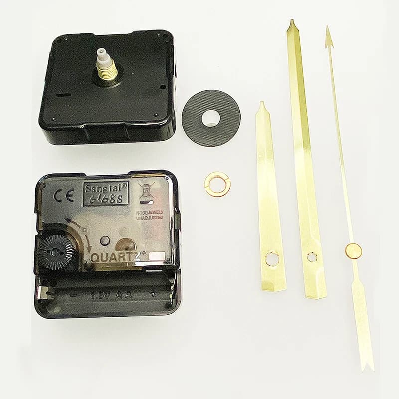 Mécanisme d'horloge murale silencieux en plastique 6168S avec axe de vis de 6 mm et 9 mm, aiguilles et mouvement à quartz à balayage pour bricolage