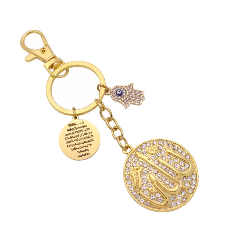Porte-clés de voiture musulman, main de fatima, ISLAM Allah, AYATUL KURSI hamsa