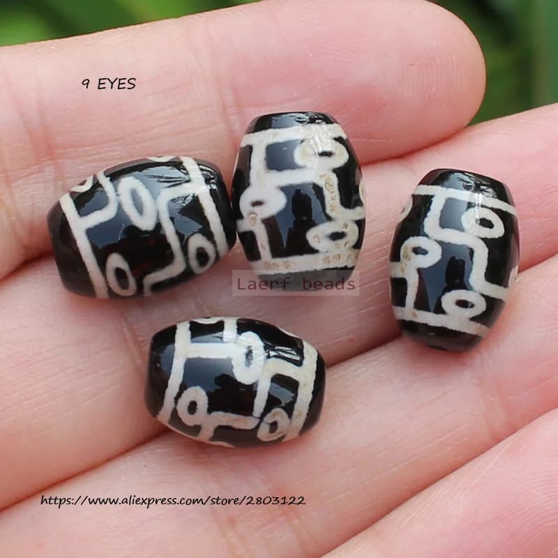 Perles d'agate noire naturelle Tibet Dzi, plusieurs motifs, fabrication de bijoux à bricoler soi-même, 10x14mm, 1 pièce Vente en gros mixte pour tous les articles!