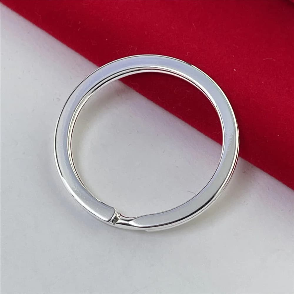 Porte-clés en argent 925 en forme de cercle, Simple, bijoux à la mode, cadeau