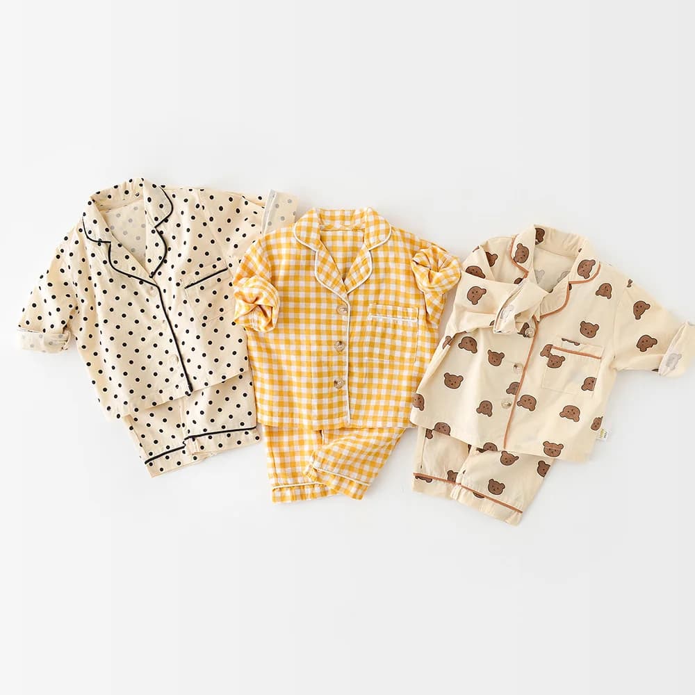 MILANCEL printemps bébé pyjama ensemble simple poitrine garçons vêtements de nuit bébé vêtements d'intérieur