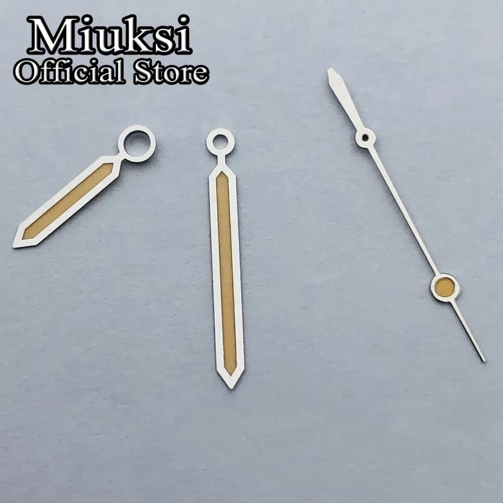 Miuksi – aiguilles de montre jaune argent, aiguilles lumineuses vertes adaptées au mouvement NH35 NH36 Miyiota 8215 ETA2824 2836 Mingzhu DG2813 3804