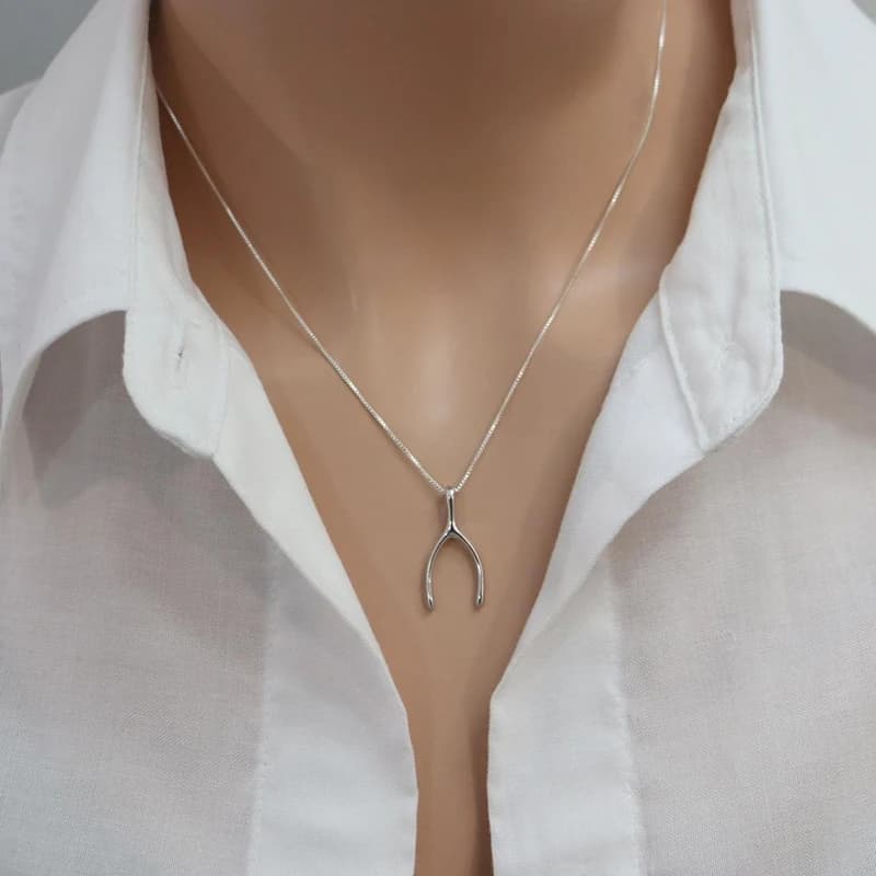 Collier Huitan Lucky Break Wishbone pour femme, pendentif simple en forme de Y, cadeau de Thanksgiving, colliers tendance, bijoux pour femme