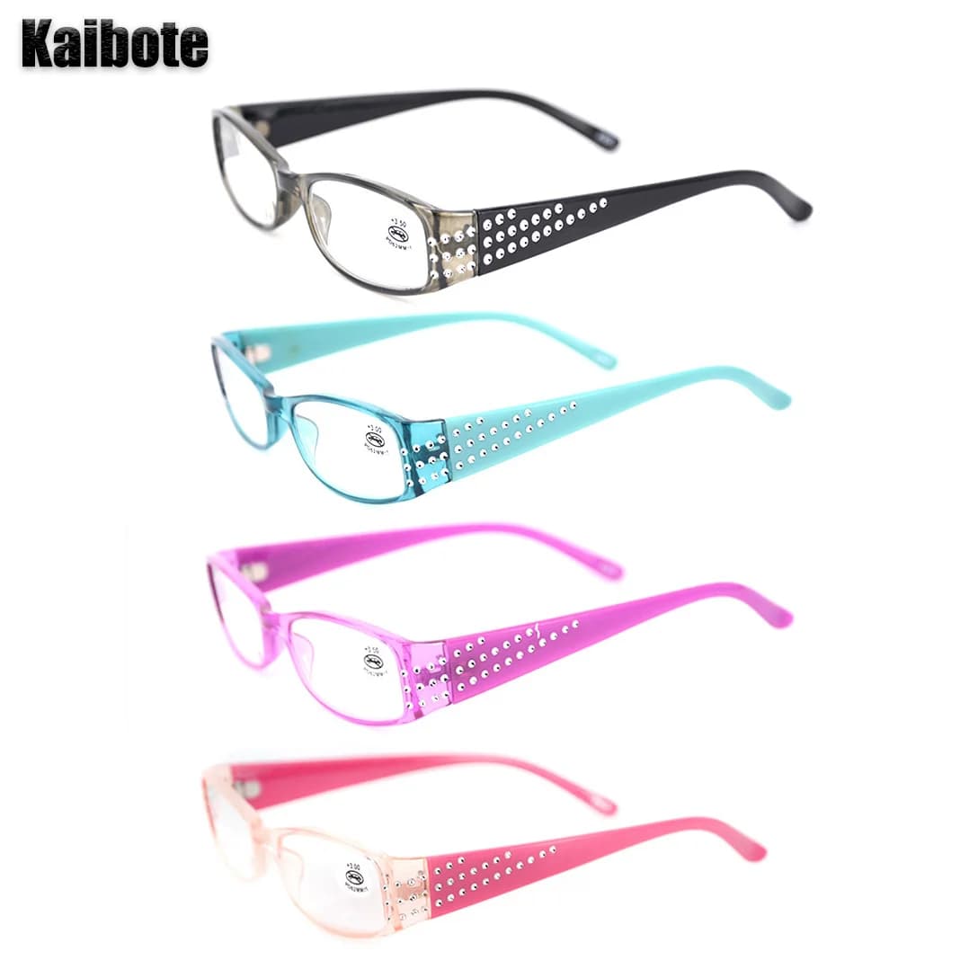 Paquet de 4 lunettes de lecture pour dames, petit cadre lumineux rectangulaire, lunettes presbytes à la mode pour femmes 1.0 1.5 2.0 2.5 3.0 3.5