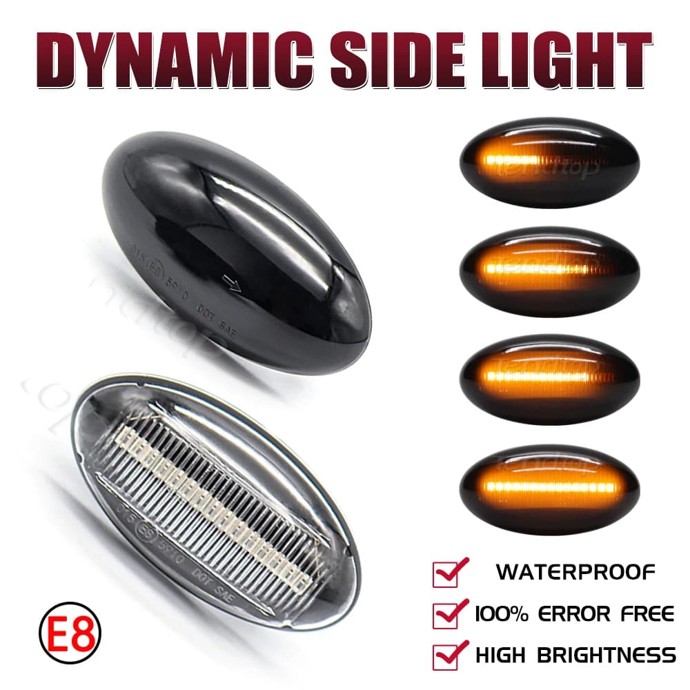 Clignotant latéral dynamique à LED, clignotant séquentiel, cristaux, KIT 307, 206, 407, 107, 607, C1, C2, C3, C7, 2 pièces