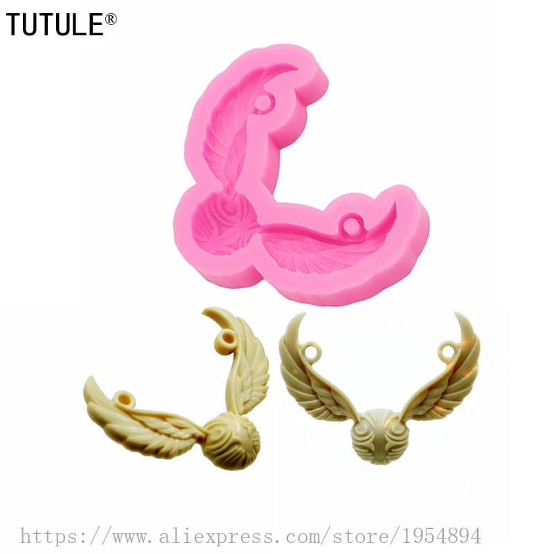 Moule en résine époxy de Silicone, pendentifs de porte-clés ailes d'ange, outils de fabrication de gâteau au chocolat, moule de collier en argile polymère