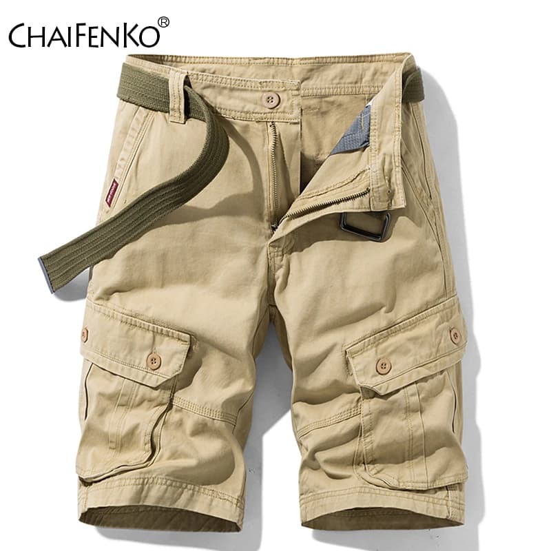 Short Cargo tactique militaire en coton pour hommes, nouvelle mode kaki multi-poches, pantalon court décontracté, ample, militaire, été