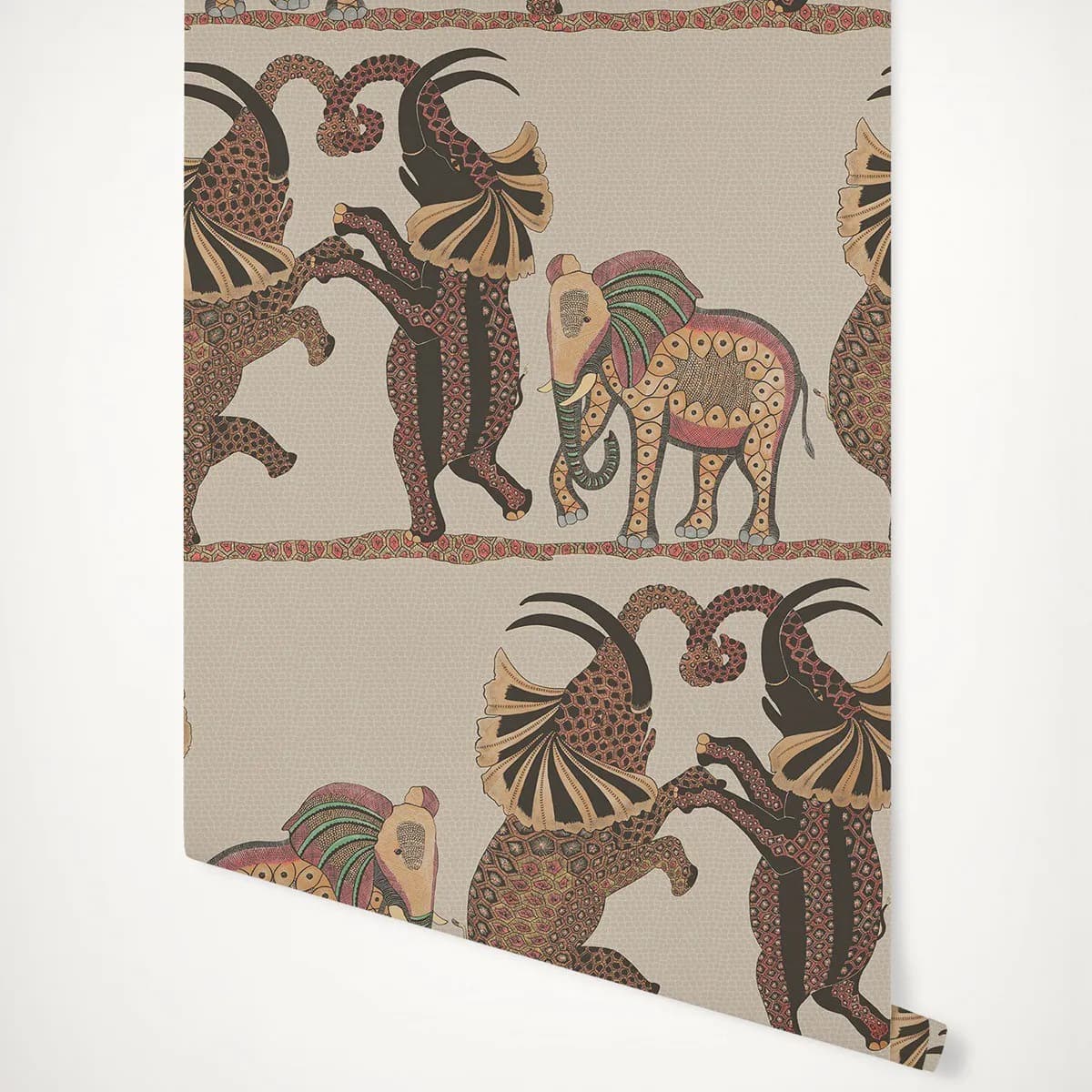 Papier peint nordique de danse d'éléphant, coupe de papier peint 3D, danse safari, style scandinave