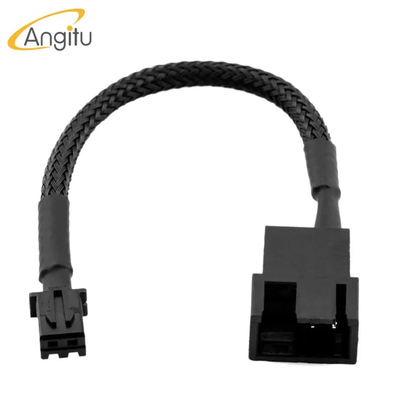 Câble adaptateur Angitu 2 broches pour ventilateur graphique vers carte mère GPU 4 broches/PWM, compatible GPU vers CPU, avec connecteurs 3 broches et 4 broches, gaine noire