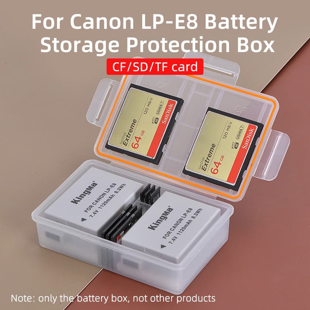 KingMa – support de boîtier de batterie en plastique, boîte de rangement de batterie pour batterie Canon LP-E8 DSLR EOS 650D 600D 700D 550D T2i T3i T5i X7