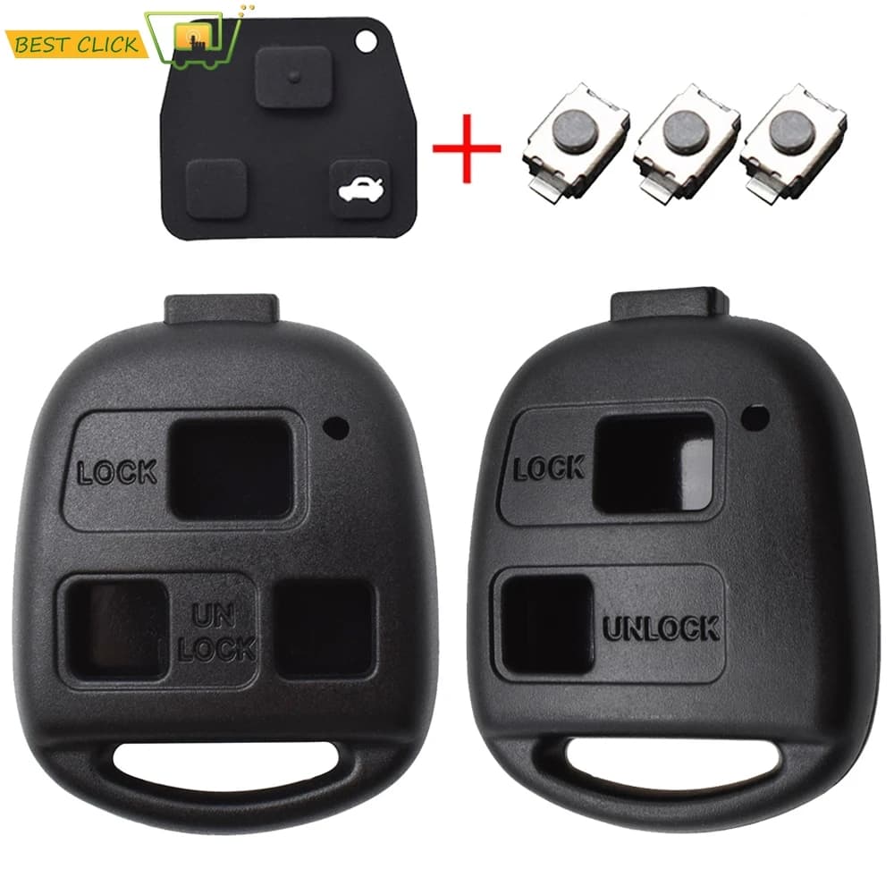 Coque de clé de voiture télécommandée à 2 ou 3 boutons pour Toyota RAV4 Prado Corolla Land Cruiser Previa Tarago Pixis Rush Celica