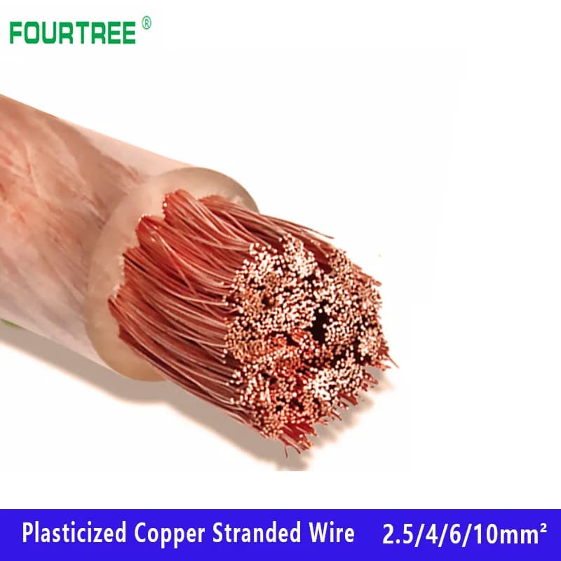 Fil de cuivre toronné d'emballage plastique, câble de mise à la terre souple transparent, connexion, ruban conducteur, carré 2.5, 4, 6, 10, 10m