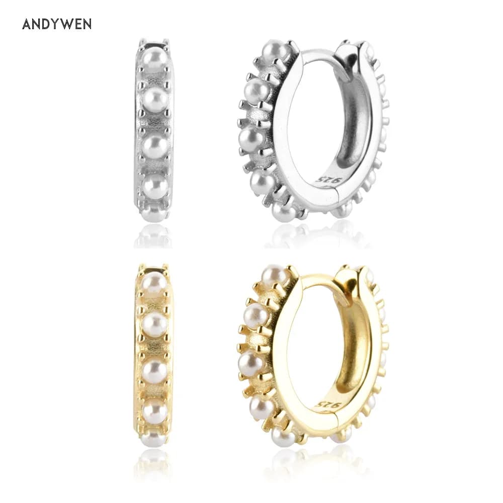 ANDYWEN – Clips de luxe pour Huggies, bijoux fins, Piercing, cercle à la mode, Punk Rock, 925mm, argent Sterling, or 9.5